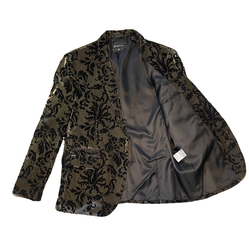 NWOT INC Concepts Men’s Black Velvet and Metallic Gold Blazer - size XL - Picture 3 of 8